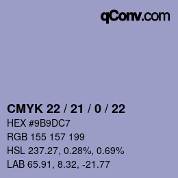 Farbcode: CMYK 22 / 21 / 0 / 22 | qconv.com
