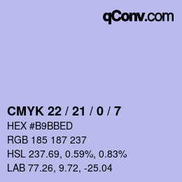 カラーコード: CMYK 22 / 21 / 0 / 7 | qconv.com