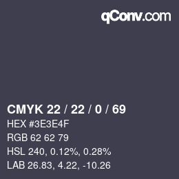 颜色代码: CMYK 22 / 22 / 0 / 69 | qconv.com