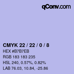 Color code: CMYK 22 / 22 / 0 / 8 | qconv.com