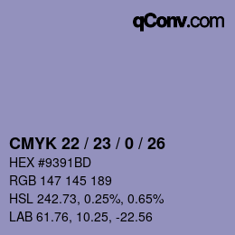 カラーコード: CMYK 22 / 23 / 0 / 26 | qconv.com