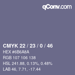 カラーコード: CMYK 22 / 23 / 0 / 46 | qconv.com