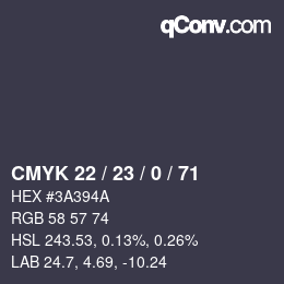 Color code: CMYK 22 / 23 / 0 / 71 | qconv.com