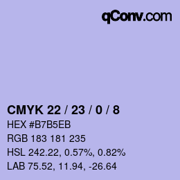 Color code: CMYK 22 / 23 / 0 / 8 | qconv.com