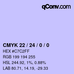 颜色代码: CMYK 22 / 24 / 0 / 0 | qconv.com