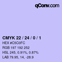 カラーコード: CMYK 22 / 24 / 0 / 1 | qconv.com