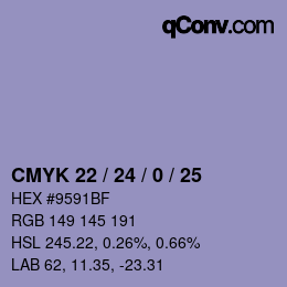 颜色代码: CMYK 22 / 24 / 0 / 25 | qconv.com