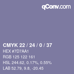 カラーコード: CMYK 22 / 24 / 0 / 37 | qconv.com