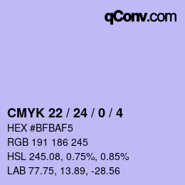 Color code: CMYK 22 / 24 / 0 / 4 | qconv.com