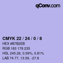 カラーコード: CMYK 22 / 24 / 0 / 8 | qconv.com