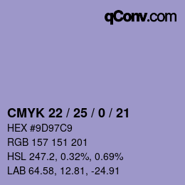 カラーコード: CMYK 22 / 25 / 0 / 21 | qconv.com