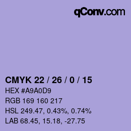 颜色代码: CMYK 22 / 26 / 0 / 15 | qconv.com