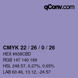颜色代码: CMYK 22 / 26 / 0 / 26 | qconv.com