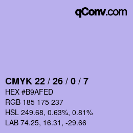 Color code: CMYK 22 / 26 / 0 / 7 | qconv.com