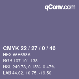 Color code: CMYK 22 / 27 / 0 / 46 | qconv.com