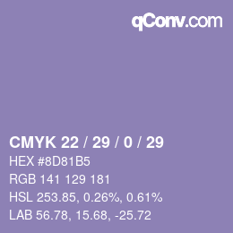 カラーコード: CMYK 22 / 29 / 0 / 29 | qconv.com