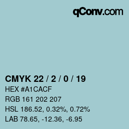 Color code: CMYK 22 / 2 / 0 / 19 | qconv.com