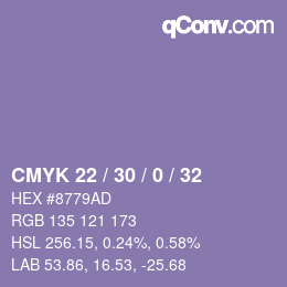 Farbcode: CMYK 22 / 30 / 0 / 32 | qconv.com