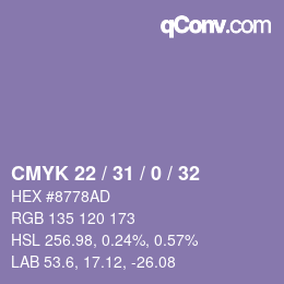颜色代码: CMYK 22 / 31 / 0 / 32 | qconv.com