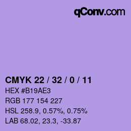 Color code: CMYK 22 / 32 / 0 / 11 | qconv.com