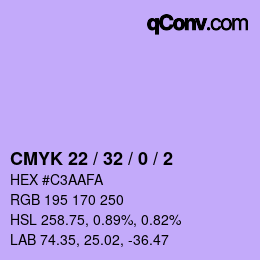 カラーコード: CMYK 22 / 32 / 0 / 2 | qconv.com