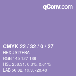 Color code: CMYK 22 / 32 / 0 / 27 | qconv.com