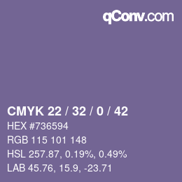 Farbcode: CMYK 22 / 32 / 0 / 42 | qconv.com