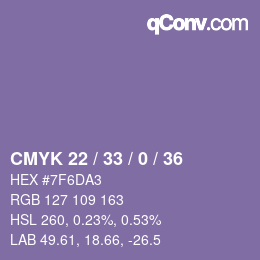 颜色代码: CMYK 22 / 33 / 0 / 36 | qconv.com