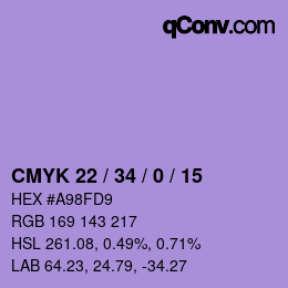 Code couleur: CMYK 22 / 34 / 0 / 15 | qconv.com