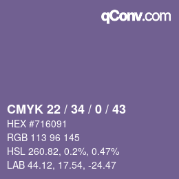 Code couleur: CMYK 22 / 34 / 0 / 43 | qconv.com