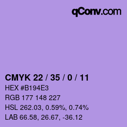 カラーコード: CMYK 22 / 35 / 0 / 11 | qconv.com