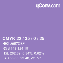 Color code: CMYK 22 / 35 / 0 / 25 | qconv.com