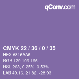 Farbcode: CMYK 22 / 36 / 0 / 35 | qconv.com