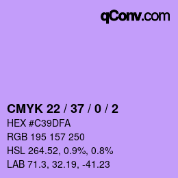 颜色代码: CMYK 22 / 37 / 0 / 2 | qconv.com