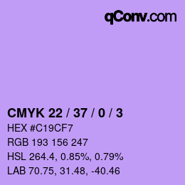 颜色代码: CMYK 22 / 37 / 0 / 3 | qconv.com