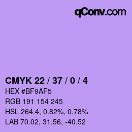 カラーコード: CMYK 22 / 37 / 0 / 4 | qconv.com