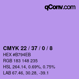 カラーコード: CMYK 22 / 37 / 0 / 8 | qconv.com
