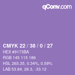 Color code: CMYK 22 / 38 / 0 / 27 | qconv.com