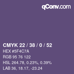 Farbcode: CMYK 22 / 38 / 0 / 52 | qconv.com
