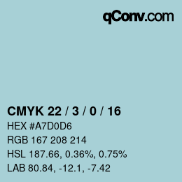 Color code: CMYK 22 / 3 / 0 / 16 | qconv.com