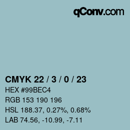 Color code: CMYK 22 / 3 / 0 / 23 | qconv.com