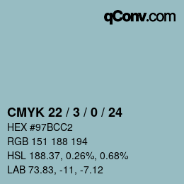 颜色代码: CMYK 22 / 3 / 0 / 24 | qconv.com