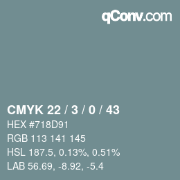颜色代码: CMYK 22 / 3 / 0 / 43 | qconv.com