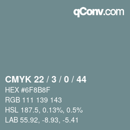 颜色代码: CMYK 22 / 3 / 0 / 44 | qconv.com