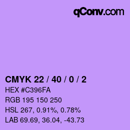カラーコード: CMYK 22 / 40 / 0 / 2 | qconv.com