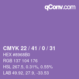 カラーコード: CMYK 22 / 41 / 0 / 31 | qconv.com