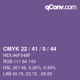 Farbcode: CMYK 22 / 41 / 0 / 44 | qconv.com