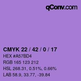 Farbcode: CMYK 22 / 42 / 0 / 17 | qconv.com