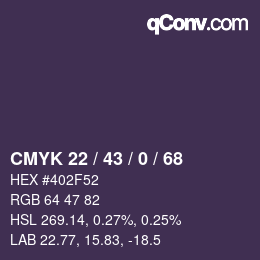 カラーコード: CMYK 22 / 43 / 0 / 68 | qconv.com