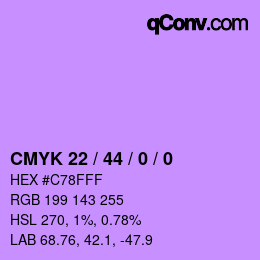 Color code: CMYK 22 / 44 / 0 / 0 | qconv.com